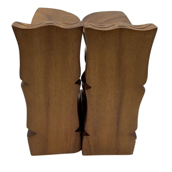Vtg 1960s MCM Comedy & Tragedy Theatre Bookends Solid Wood by Mirsani 8 x 5 x 3 - Picture 5 of 7